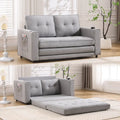 Tufted Folding Loveseat Sleeper Sofa with Side Pockets and Foam Cushions