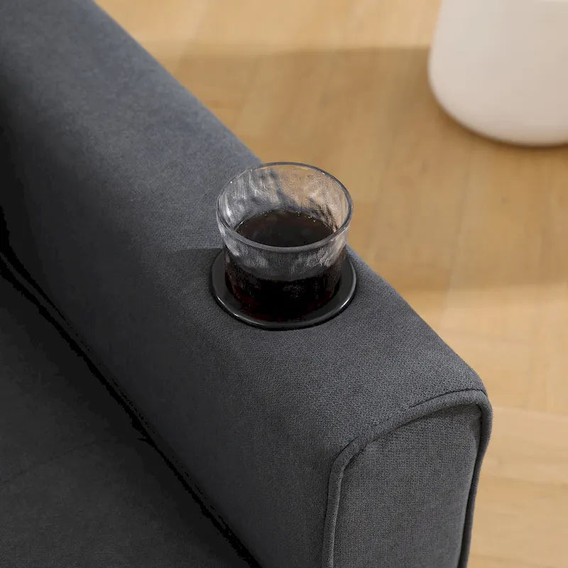 Tufted Folding Loveseat Sleeper Sofa with Side Pockets and Foam Cushions