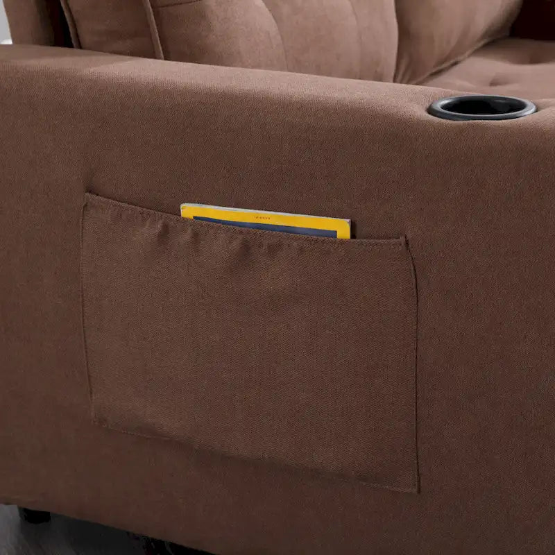 Tufted Folding Loveseat Sleeper Sofa with Side Pockets and Foam Cushions