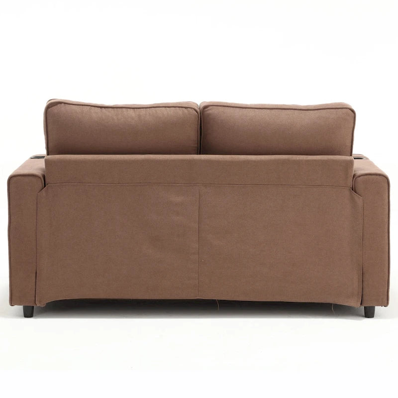 Tufted Folding Loveseat Sleeper Sofa with Side Pockets and Foam Cushions