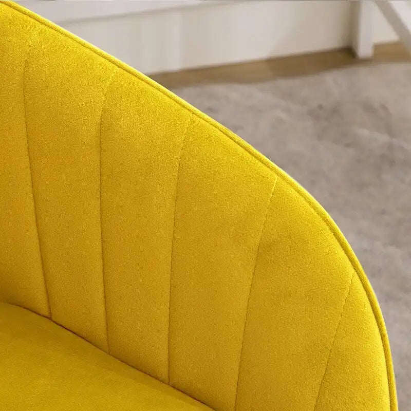 Bright Yellow Velvet Swivel Office Chair with Gold Base
