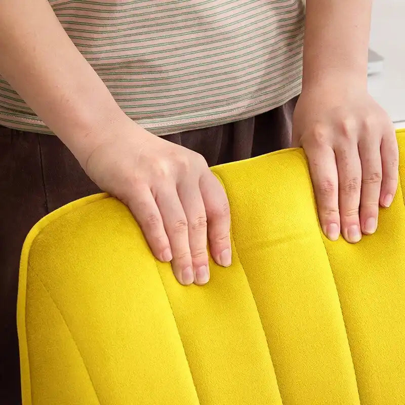 Bright Yellow Velvet Swivel Office Chair with Gold Base