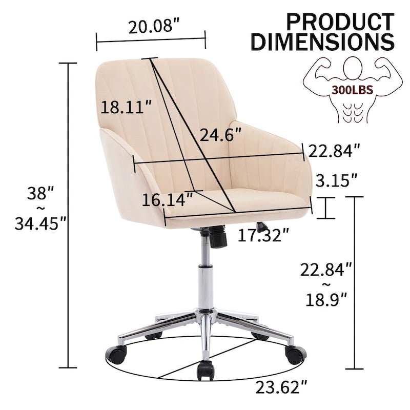 Ergonomic Swivel Office Chair with Cushioned Seat and Lumbar Support