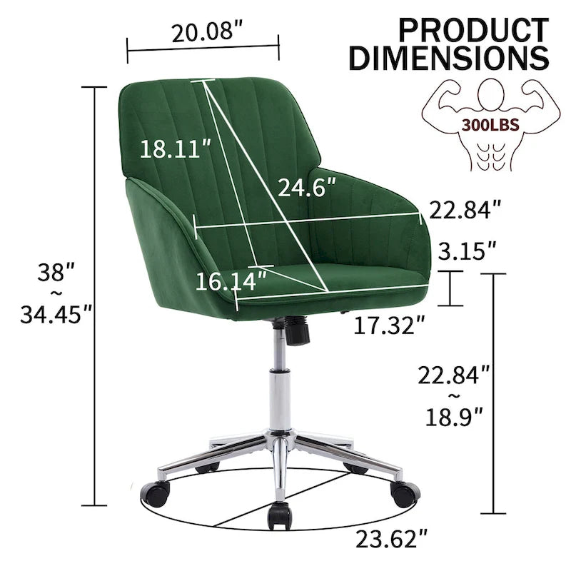 Ergonomischer drehbarer Bürostuhl mit gepolsterter Sitzfläche und Lordosenstütze
