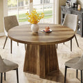 Brown Round Farmhouse Dining Table Wooden Kitchen Table for 4-6 People