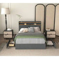 Letto contenitore matrimoniale rivestito con illuminazione LED, ricarica e quattro cassetti