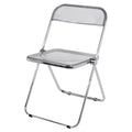 Clear Acrylic Folding Dining Chair with Silver Metal Frame, Stackable Seat