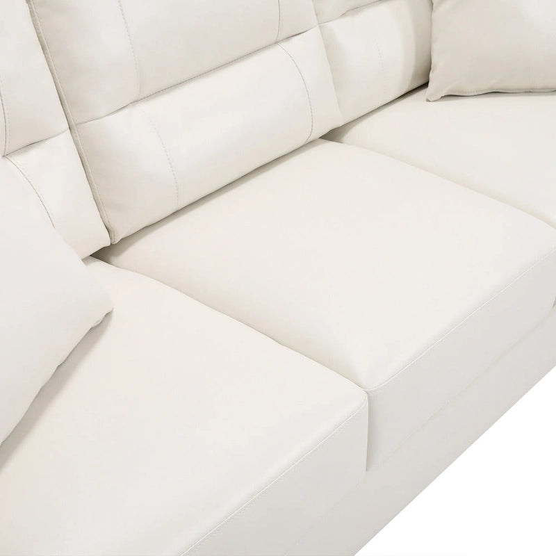 Dreisitziges Sofa aus Kunstleder im Mid-Century-Stil mit eckigen Armlehnen