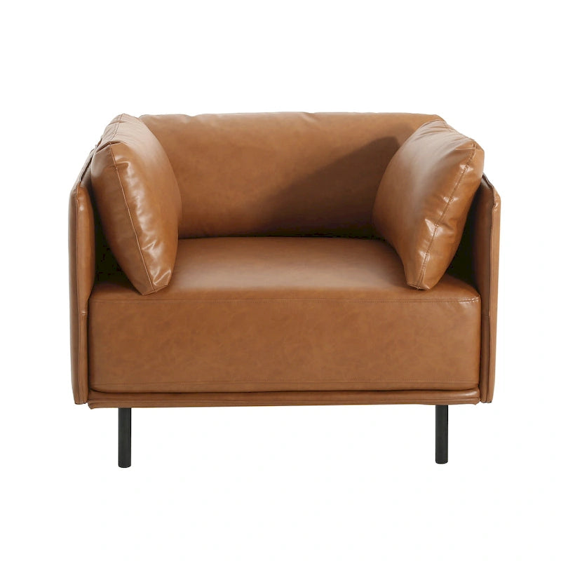 Moderner gepolsterter Loungesessel mit Metallbeinen und Kissen