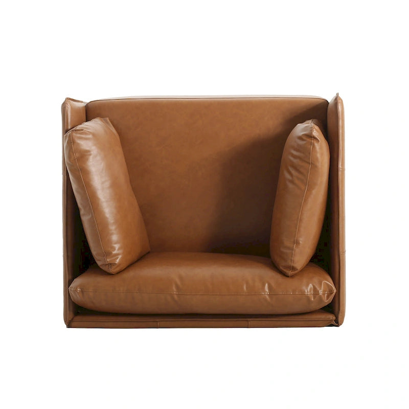 Moderner gepolsterter Loungesessel mit Metallbeinen und Kissen