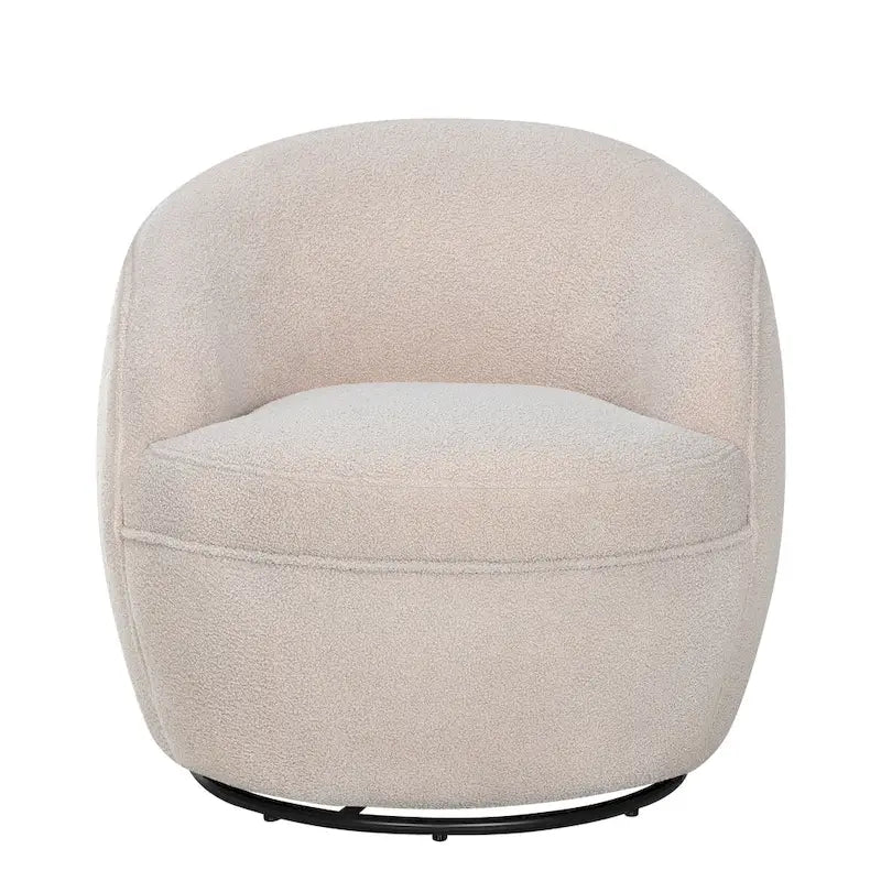 360-Degree Swivel Teddy Sherpa Barrel Accent Chair with Metal Base