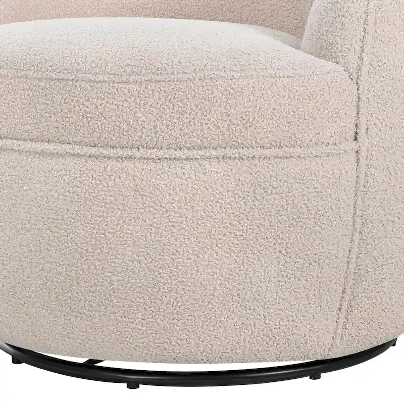 360-Degree Swivel Teddy Sherpa Barrel Accent Chair with Metal Base