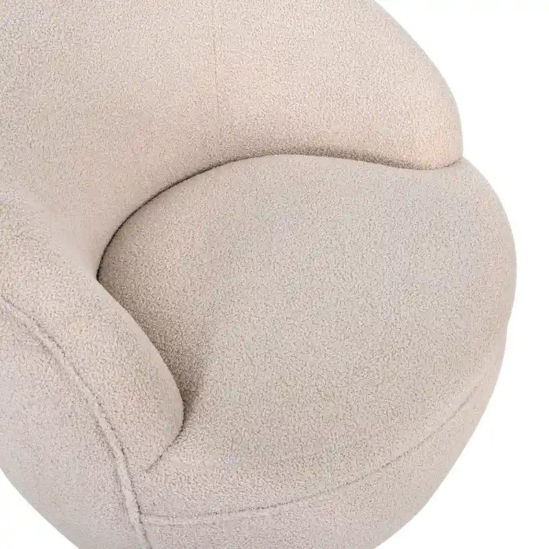 360-Degree Swivel Teddy Sherpa Barrel Accent Chair with Metal Base