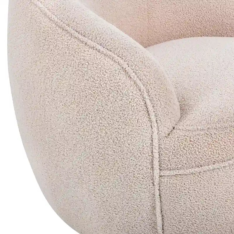 360-Degree Swivel Teddy Sherpa Barrel Accent Chair with Metal Base