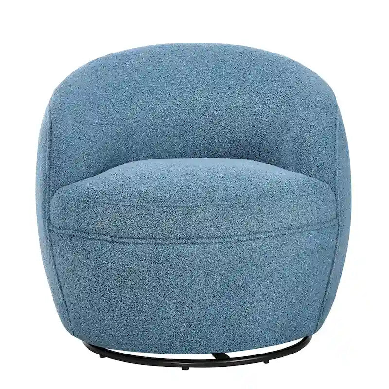 360-Degree Swivel Teddy Sherpa Barrel Accent Chair with Metal Base