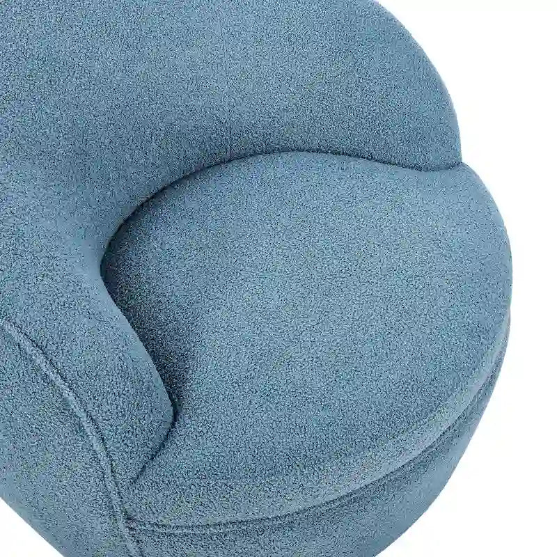360-Degree Swivel Teddy Sherpa Barrel Accent Chair with Metal Base