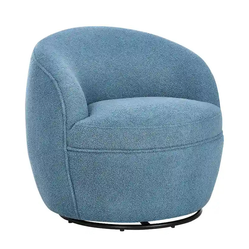 360-Degree Swivel Teddy Sherpa Barrel Accent Chair with Metal Base