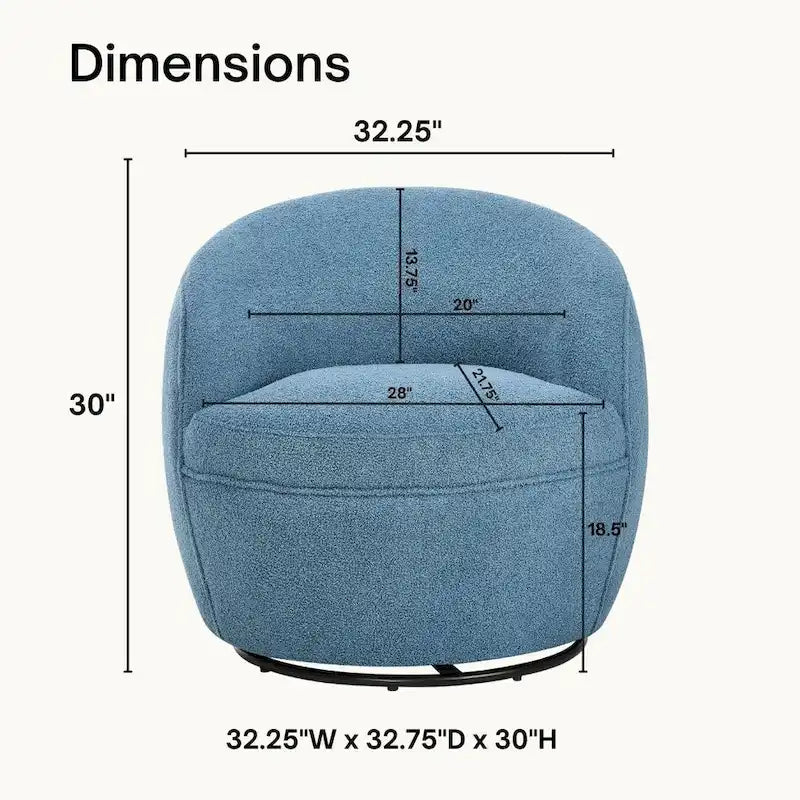 360-Degree Swivel Teddy Sherpa Barrel Accent Chair with Metal Base