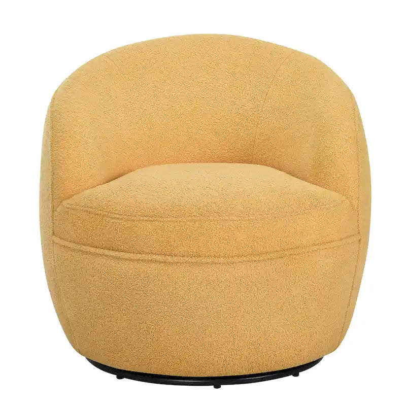 360-Degree Swivel Teddy Sherpa Barrel Accent Chair with Metal Base
