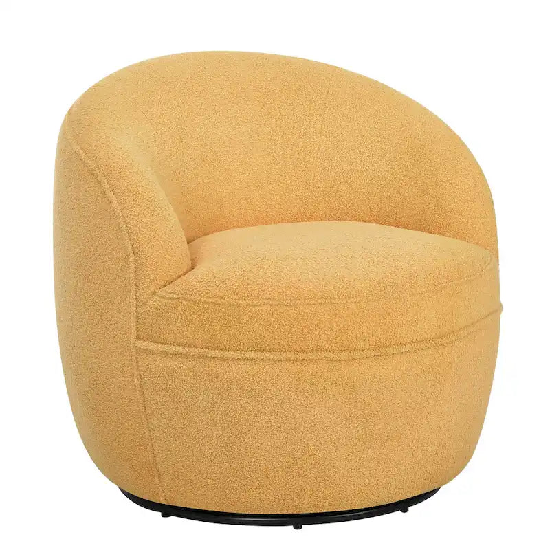 360-Degree Swivel Teddy Sherpa Barrel Accent Chair with Metal Base