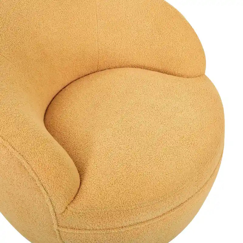 360-Degree Swivel Teddy Sherpa Barrel Accent Chair with Metal Base