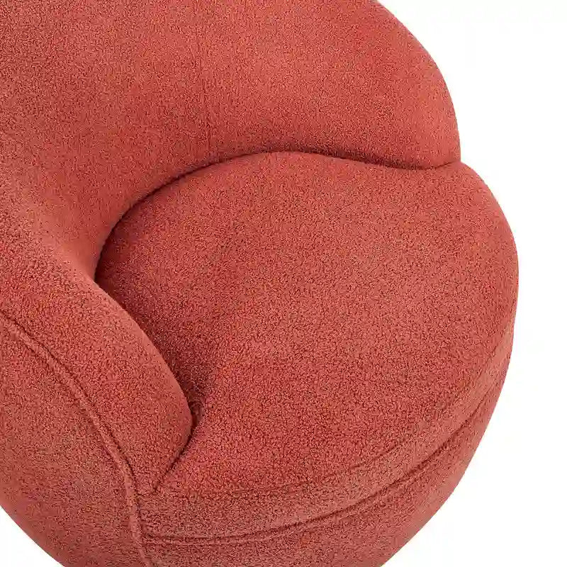 360-Degree Swivel Teddy Sherpa Barrel Accent Chair with Metal Base