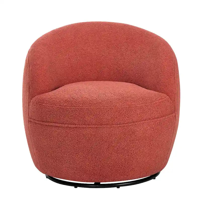 360-Degree Swivel Teddy Sherpa Barrel Accent Chair with Metal Base