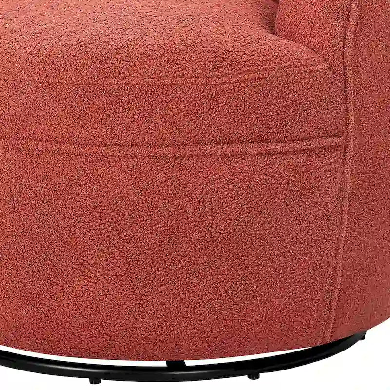 360-Degree Swivel Teddy Sherpa Barrel Accent Chair with Metal Base