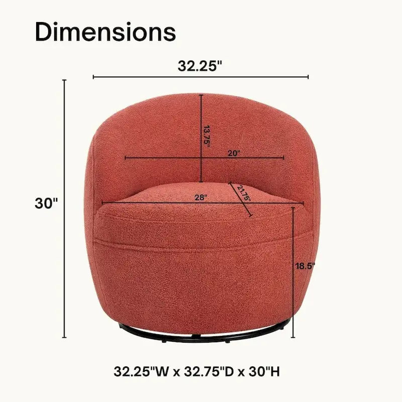 360-Degree Swivel Teddy Sherpa Barrel Accent Chair with Metal Base