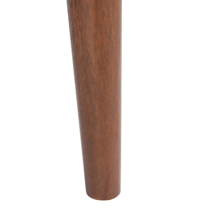 Gepolsterte Sitzbank im Mid-Century-Modern-Stil mit gepolsterten Armlehnen, Walnussholzbeinen, Samt und Leinen