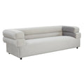 Modern Velvet Upholstered Sofa with Stacked Arms in Light Grey Cream