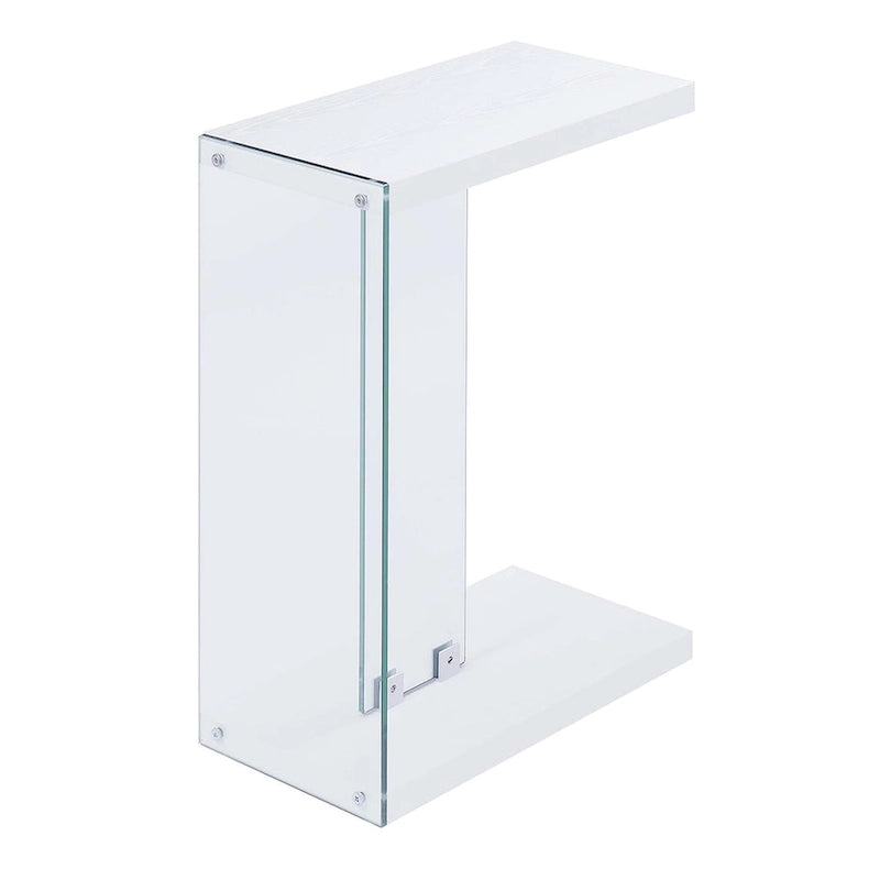 Modern Glass C-Shaped End Table with Two-Tier Shelves for Living Room