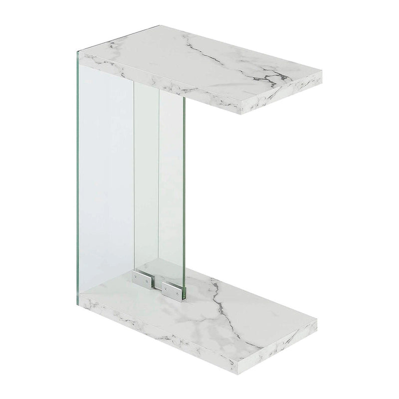 Modern Glass C-Shaped End Table with Two-Tier Shelves for Living Room