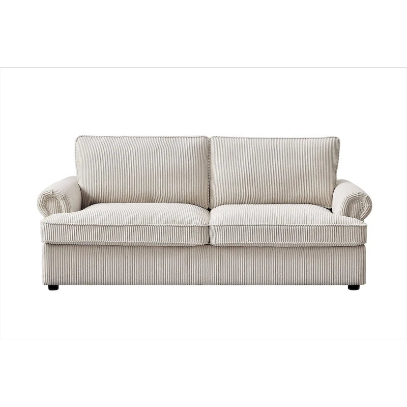 Corduroy Sleeper Sofa with Queen Pull-Out Bed and Cushioned Arms
