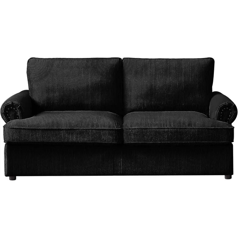 Cord-Schlafsofa mit ausziehbarem Queensize-Bett und gepolsterten Armlehnen