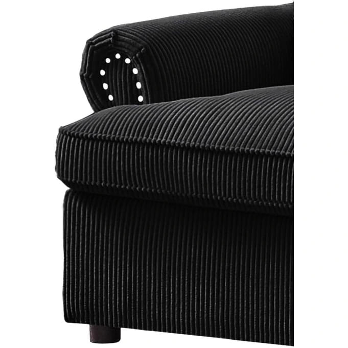 Cord-Schlafsofa mit ausziehbarem Queensize-Bett und gepolsterten Armlehnen