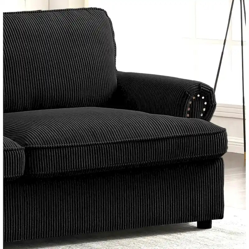Cord-Schlafsofa mit ausziehbarem Queensize-Bett und gepolsterten Armlehnen