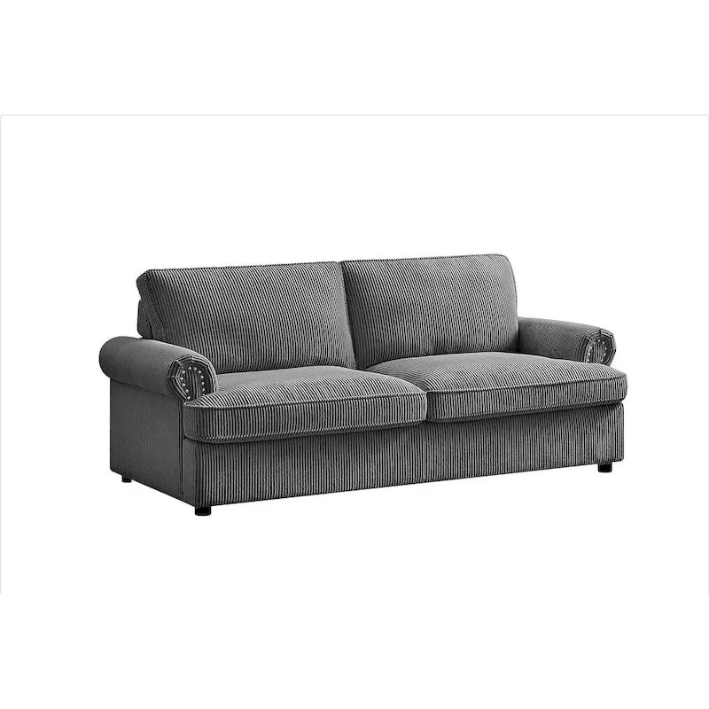Cord-Schlafsofa mit ausziehbarem Queensize-Bett und gepolsterten Armlehnen