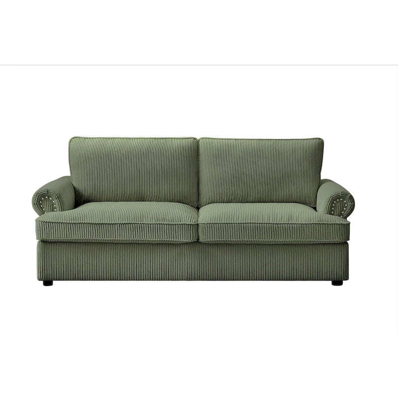 Cord-Schlafsofa mit ausziehbarem Queensize-Bett und gepolsterten Armlehnen