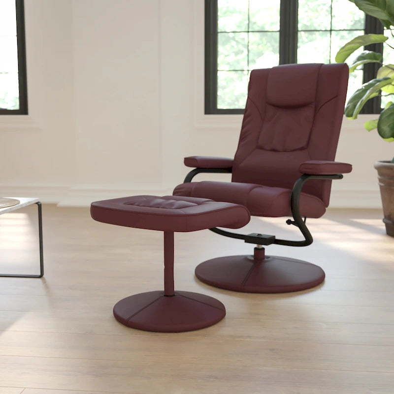 Contemporary Faux Leather Swivel Recliner Chair with Padded Arms