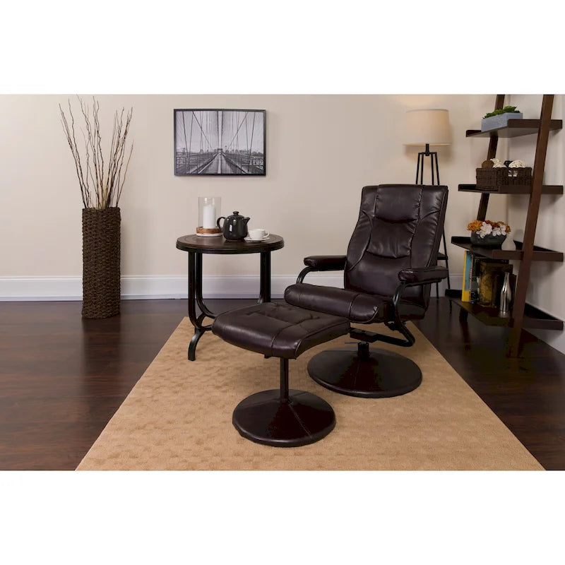 Contemporary Faux Leather Swivel Recliner Chair with Padded Arms