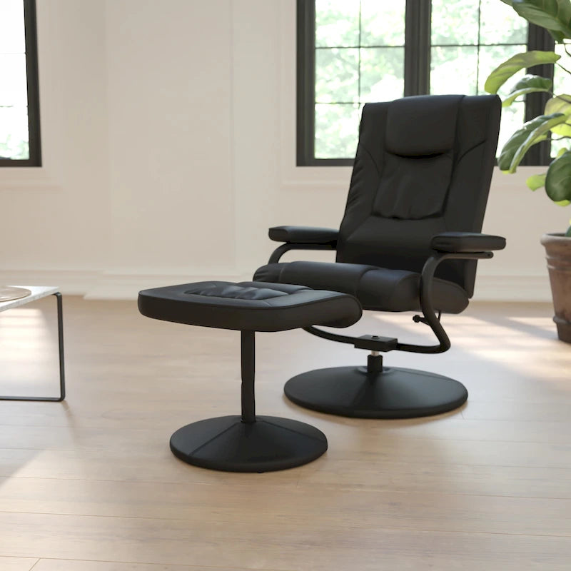 Contemporary Faux Leather Swivel Recliner Chair with Padded Arms