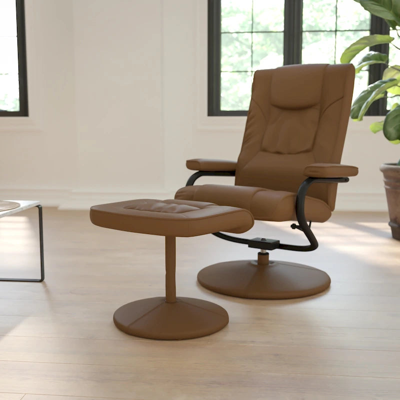 Contemporary Faux Leather Swivel Recliner Chair with Padded Arms
