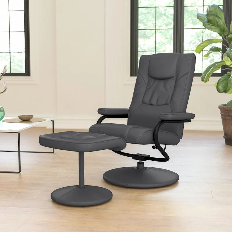 Contemporary Faux Leather Swivel Recliner Chair with Padded Arms