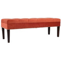 Velvet Tufted Upholstered Accent Bench with Silver Nailhead Trim and Tapered Legs