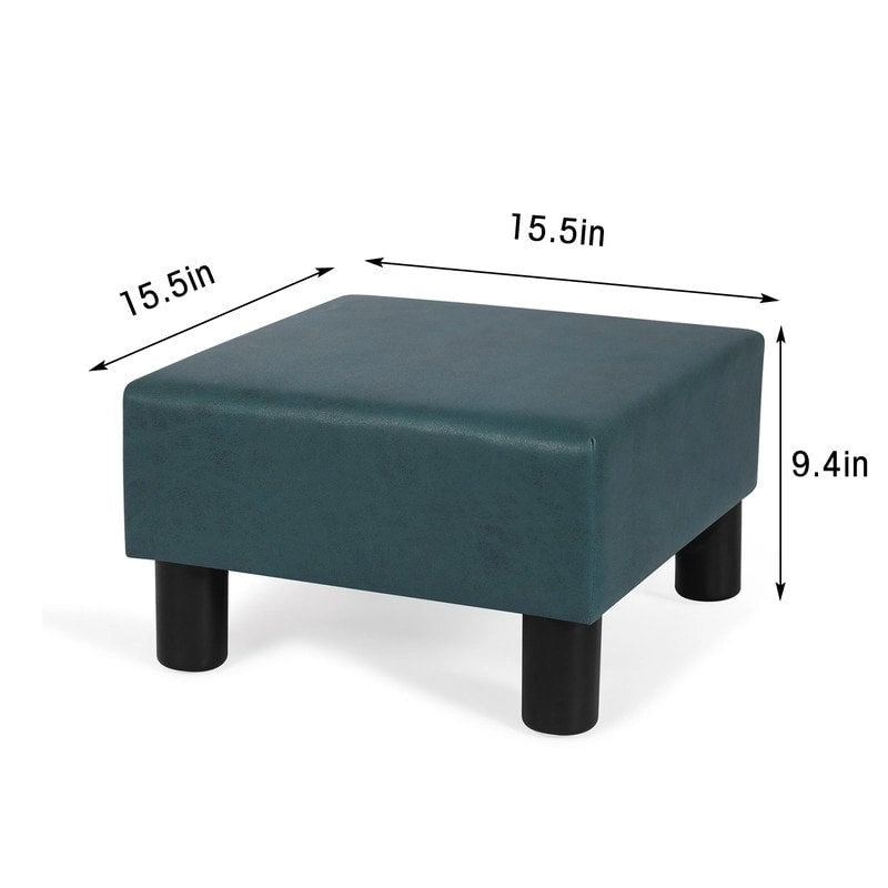 Compact Square Fabric Footstool Ottoman with Four Legs and Felt Pads