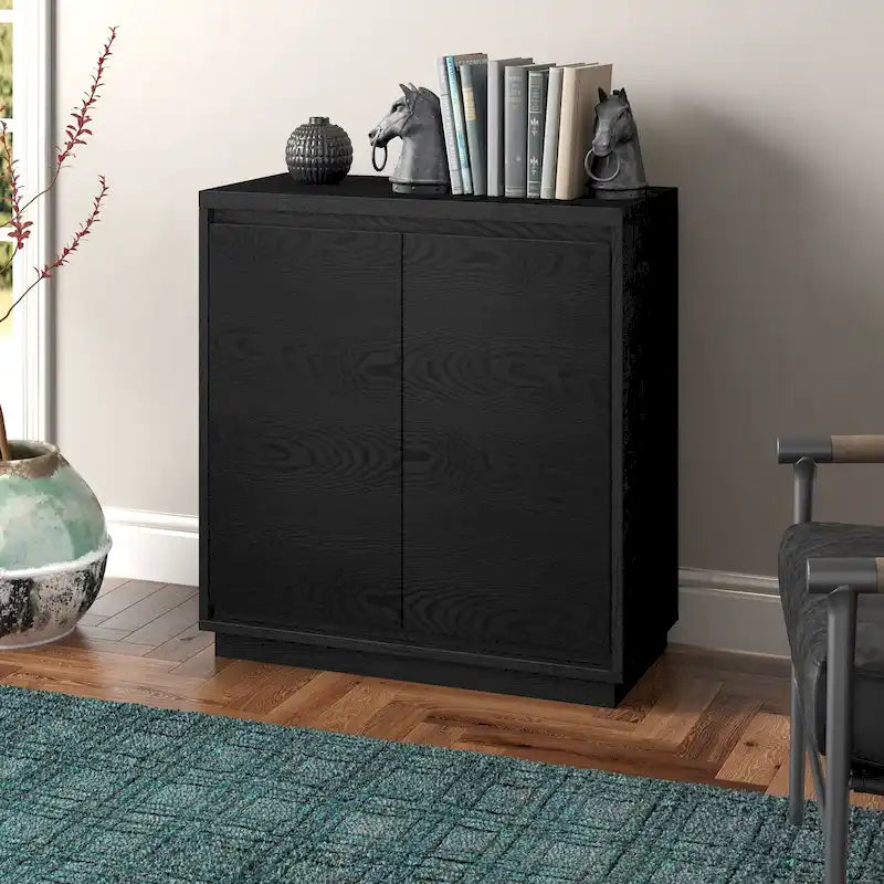 Modern Wood-Grain Rectangular Accent Storage Cabinet with Adjustable Shelf and Doors