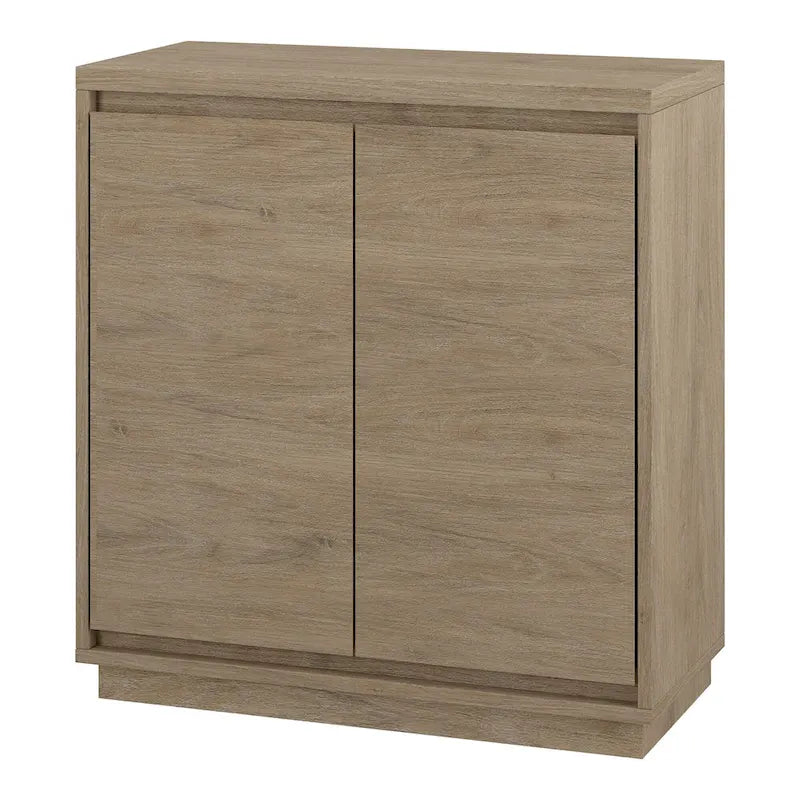 Modern Wood-Grain Rectangular Accent Storage Cabinet with Adjustable Shelf and Doors