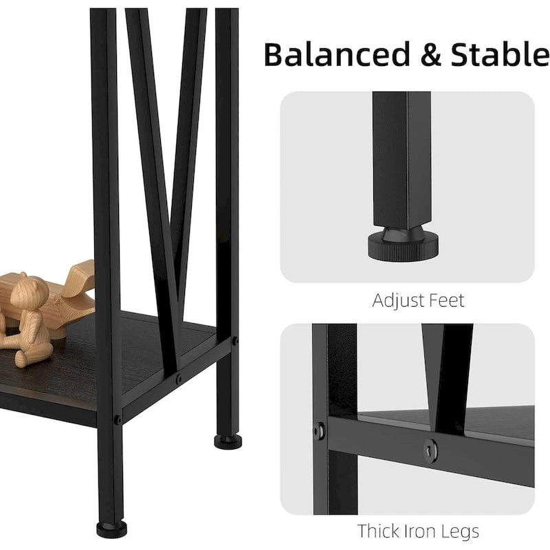 Narrow Two-Tier Console Table with Open Shelf for Entryway or Sofa