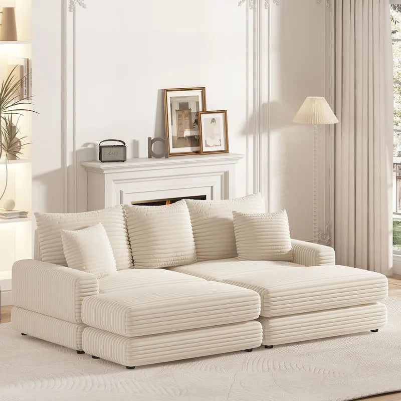 86.6-Inch Corduroy 3-Seater Sofa with Deep Seating for Living Rooms